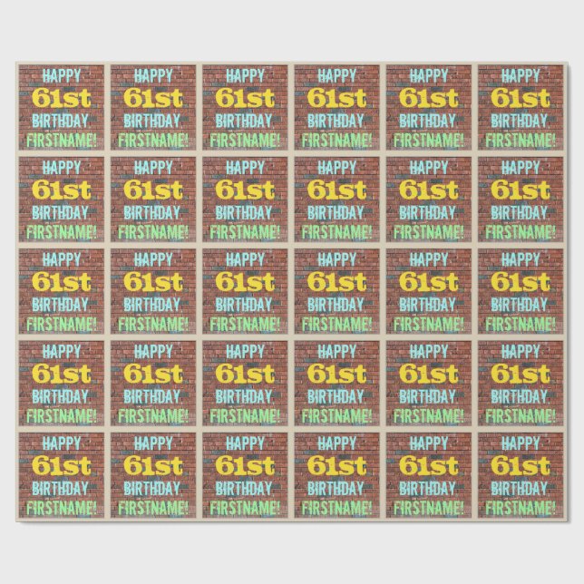 Brick Wall Graffiti Inspired 61:a födelsedagen + N Presentpapper (Platt)