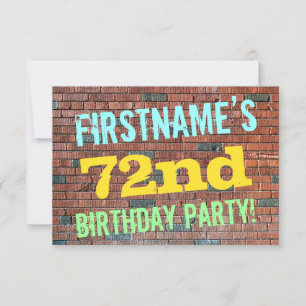 Brick Wall Graffiti Inspired 72:a födelsedagen + N Inbjudningar