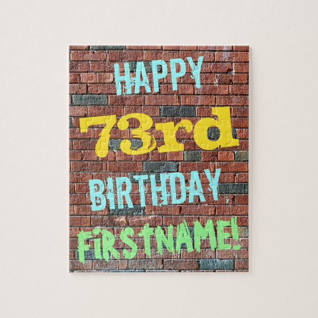 Brick Wall Graffiti Inspired 73:e födelsedagen + N Pussel (Vertikal)
