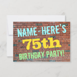 Brick Wall Graffiti Inspired 75:e Birthday + Namn Inbjudningar