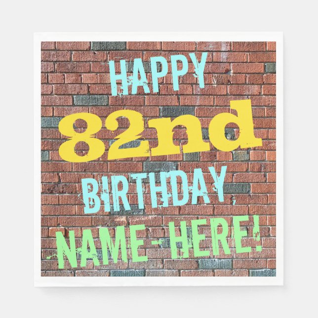 Brick Wall Graffiti Inspired 82:a födelsedagen + N Pappersservett (Framsidan)
