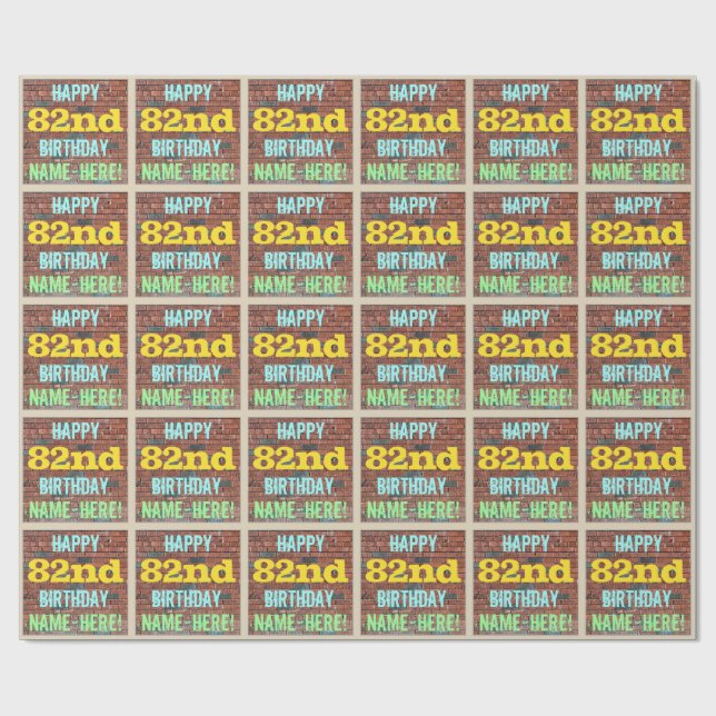 Brick Wall Graffiti Inspired 82:a födelsedagen + N Presentpapper (Platt)