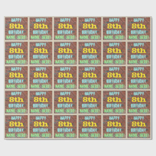 Brick Wall Graffiti Inspired 8th Birthday + Namn Presentpapper