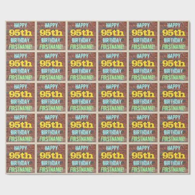 Brick Wall Graffiti Inspired 95:e födelsedagen + N Presentpapper (Platt)