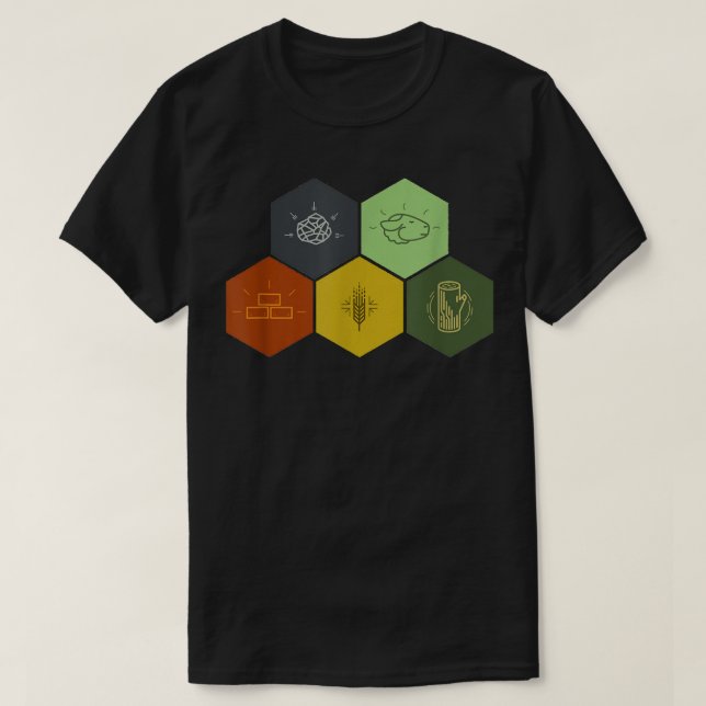 Brick, Wood, Sten, Wheat och    SheepBoard Game Ge T Shirt (Design framsida)