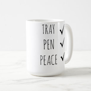 Bricka, penna, fred kaffemugg