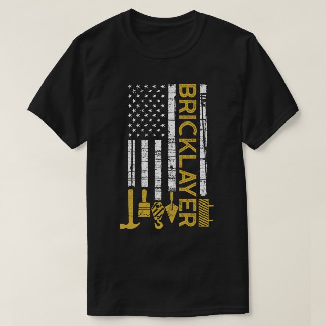 Brickayer American Flagga, brickmason brick masonr T Shirt (Design framsida)