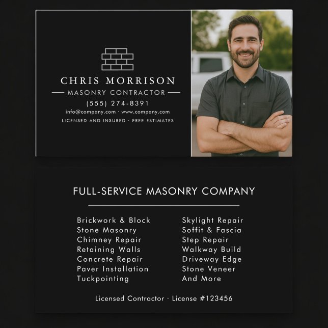 Bricklayer Brick Masonry Photo Construction Visitkort (Skapare uppladdad)