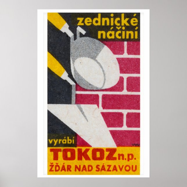 Bricklaying Construction - Matchbox Print - Czech Poster (Framsidan)