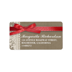 brickor design vit snöre-röd bockadressetikett adressetikett