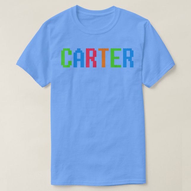 Brickor Tema CARTER Boys Namn Anpassningsbar Presc T Shirt (Design framsida)