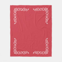 Brickrött med vita scrollsar i hörnet