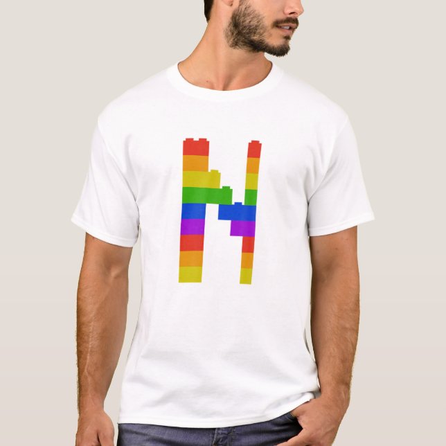 Bricks Theme Brev N Monogram Namn Initial Presch T Shirt (Framsida)