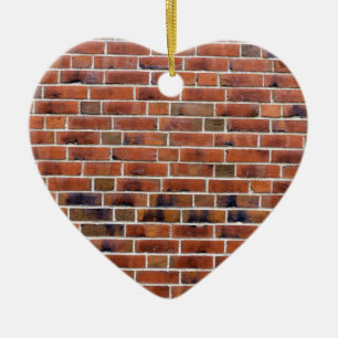 Brickvägg med skarvar julgransprydnad keramik