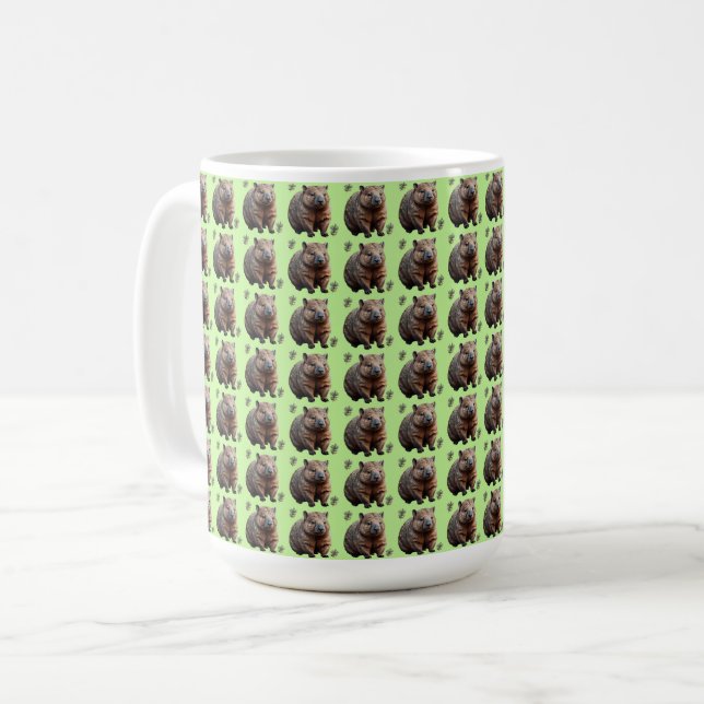 Brickwork Burrow: A Wombat's Grönt Canvas Kaffemugg (Framsida vänster)