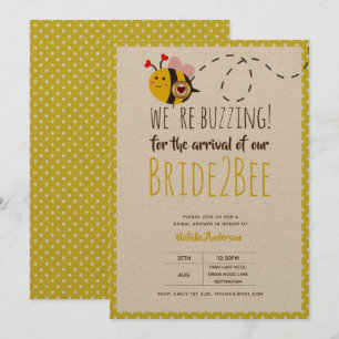 Brid 2 BEE Cute Gult Bröllop eller Möhippa Inbjudningar