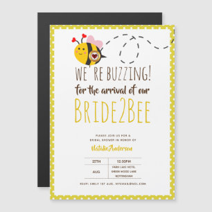 Brid 2 BEE Cute Gult Bröllop eller Möhippa Magnetisk Inbjudningskort