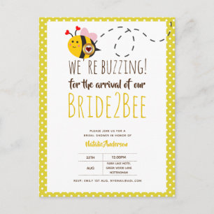 Brid 2 BEE Cute Gult Bröllop eller Möhippa Vykort