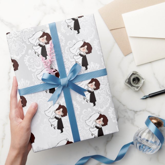 Brid och groom på vit skugga presentpapper (Gifting)