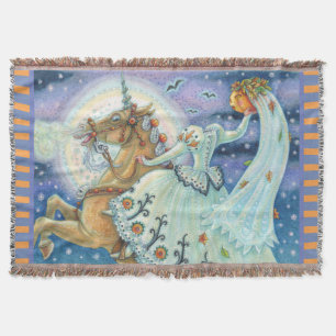 BRID PÅ SÖMNIG HOLLOW, UNICORN THROW BLANKET Blue Filt