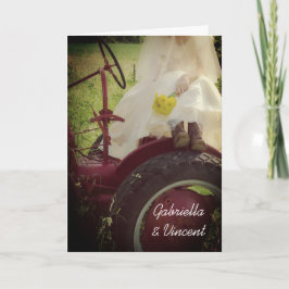 Brid på traktor Land Farm Bröllop Inbjudan