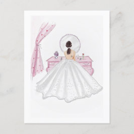 Brid, rosa, illustration av hand plockade vykort