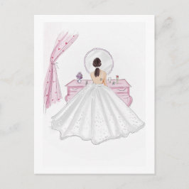 Brid, rosa, illustration av hand plockade vykort