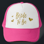 Brid som ska vara faux guldgolv och Rosa med hjärt Keps<br><div class="desc">Ömska bli Faux Gold Foil and Rosa Truckerkeps for a Bröllop,  Möhippa or Bachelorette Party Firande.</div>