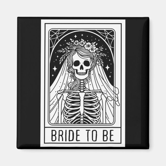 Brid som ska vara Gothic Skeleton Tarot Card Bache Magnet (Framsidan)