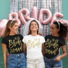 Brid Squad Shirt med Faux Guld Diamond-grafik T Shirt