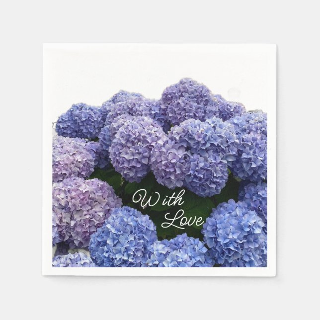 Bridal, Baby Shower Napkins Purple, Blue Hydrangea Pappersservett (Framsidan)