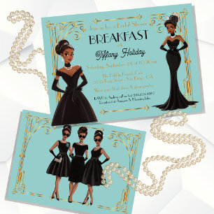 Bridal Breakfast Black Dress African American Inbjudningar