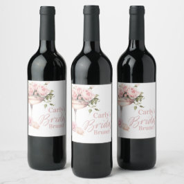 Bridal Brunch, Bridal shower, floral, elegant Vinflaska Etikett