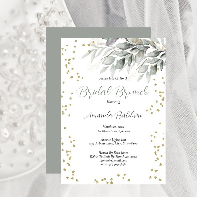 Bridal Brunch Gold Stars  Inbjudningar (Bridal Brunch Gold Stars Invitation)