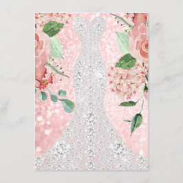 Bridal Dress Spark Rose Floral Pink Rose Florals Inbjudningar