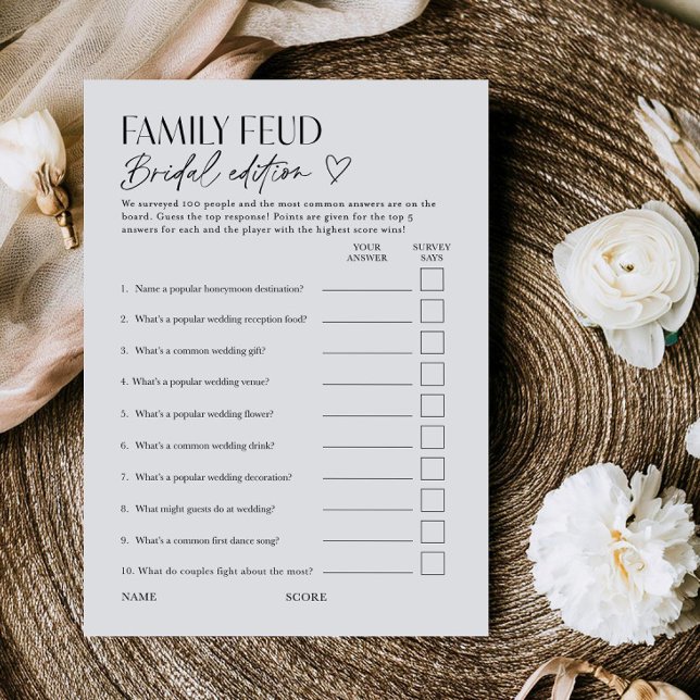 Bridal Feud Popular TV Game Show Trivia Card Inbjudningar (Skapare uppladdad)
