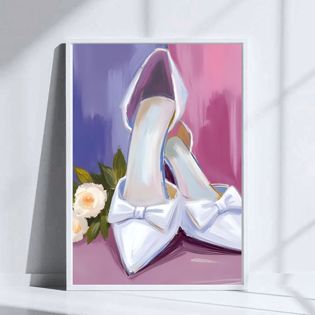 Bridal Heels | White Bow Rose Watercolor Wedding Poster (Skapare uppladdad)