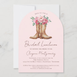 Bridal Luncheon Pink Floral Cowgirl Elegant Arch Inbjudningar