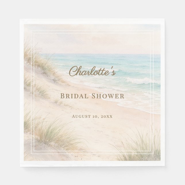 Bridal Shower beach coastal elegant luncheon Pappersservett (Framsidan)