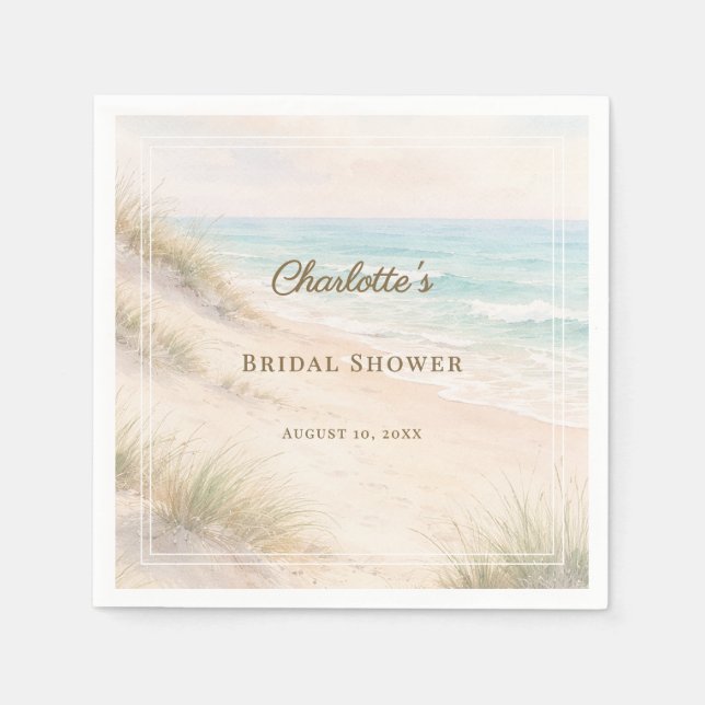 Bridal Shower beach coastal elegant Pappersservett (Framsidan)