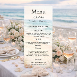 Bridal Shower beach party menu card Reklamkort