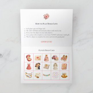 Bridal Shower Bingo Game Board6. Fun Party Helgkort