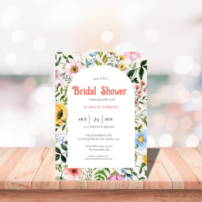 bridal shower boho vintage invitation inbjudningar (Skapare uppladdad)