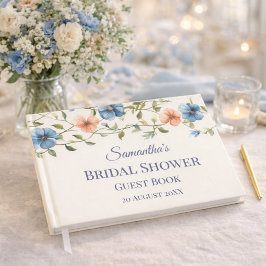 Bridal Shower Dusty Blue Floral Watercolor  Gästböcker