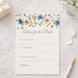 Bridal Shower Dusty Blue Floral Watercolor Rådkort