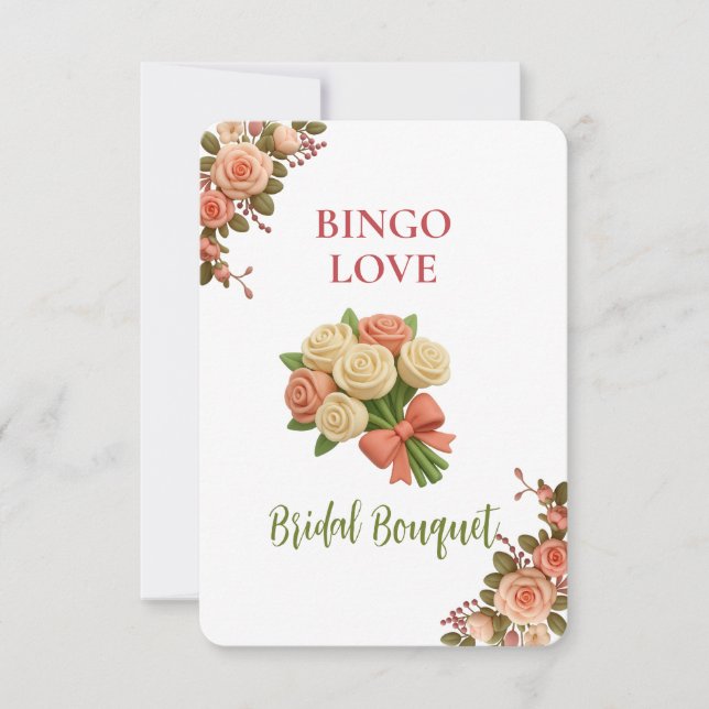 Bridal Shower Game Bingo Card – Bridal Bouquet (Framsida)