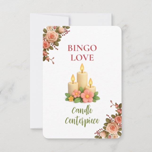 Bridal Shower Game Bingo Card – Candle Centerpiece (Framsida)