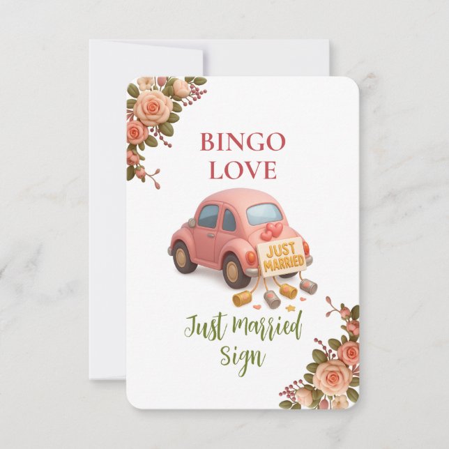 Bridal Shower Game Bingo Card – Just Married Sign (Framsida)
