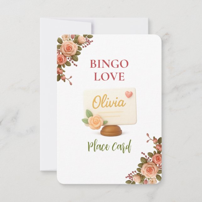 Bridal Shower Game Bingo Card – Place Card (Framsida)