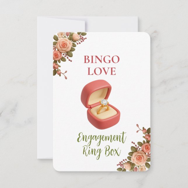 Bridal Shower Game Bingo Card – Ring Box (Framsida)